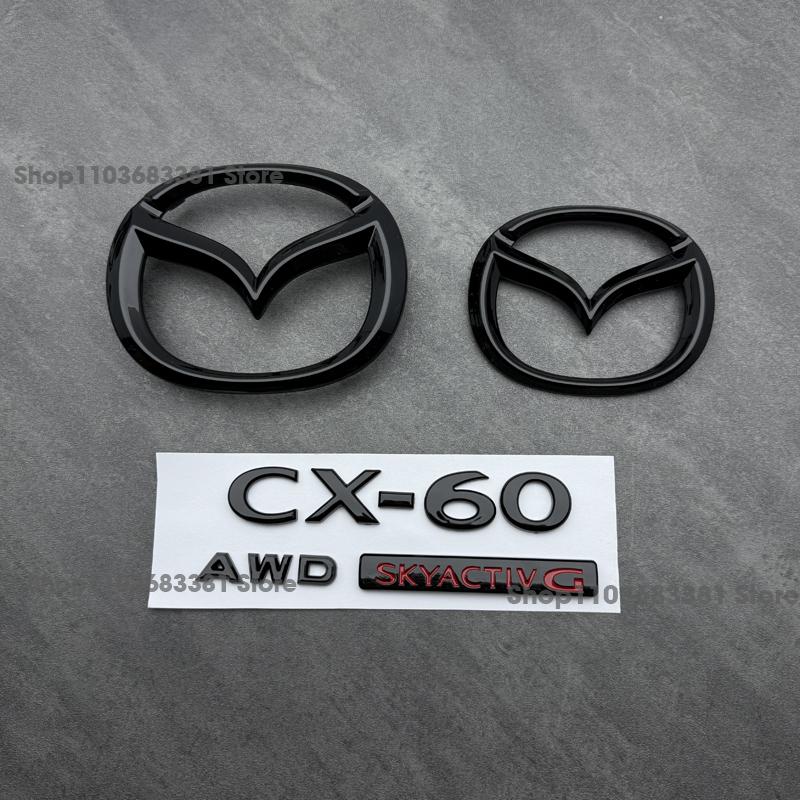 Für Mazda CX-60 Glänzend Schwarz Frontgrill Kühlergrill Heckemblem Plakette Fensterzierleisten Abdeckungen Aufkleber Dekale Zubehör CX-60 LOGO