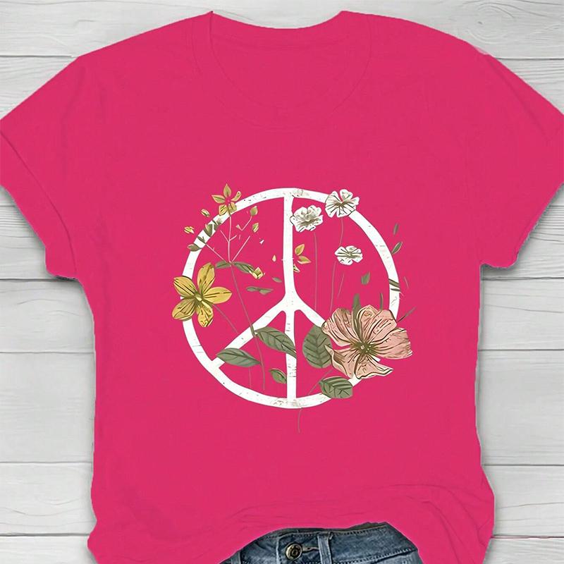 

Fashion Women Creative Flower Circle Print T Shirt Funny Casual O-neck Short Sleeves T-shirt Summer Female Tee Shirt