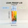 1PC Rainbow Eiffel Tower 750ml Color Plastic Sports Water Bottle Leakproof Flip Straw Lid Suitable for Sports Office Home Use