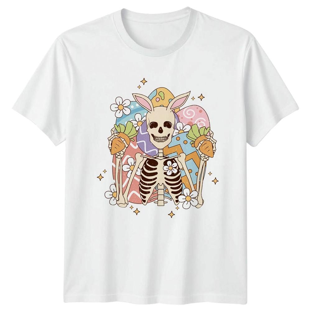 Spooky Bunny Skeleton Holding Carrots TShirt Goth Pastel Easter S