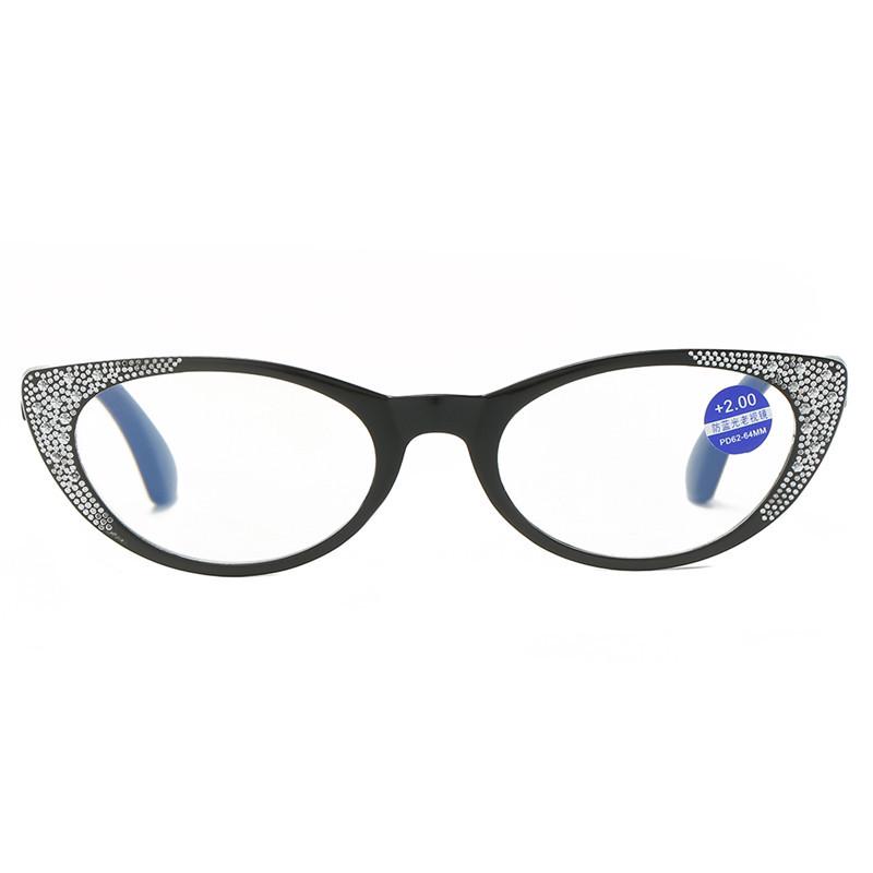 Cat Eye Rhinestone Anti-Blue Light Reading Glasses for Women - High-Definition, Stylish Design for Middle-Aged and Elderly