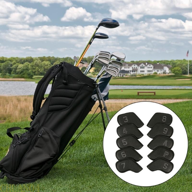 A1A2 10Pcs Wedges Iron Club Protective Headcover Putter Protector PU Leather Golfs Iron Club Head Cover Golfs Supplies