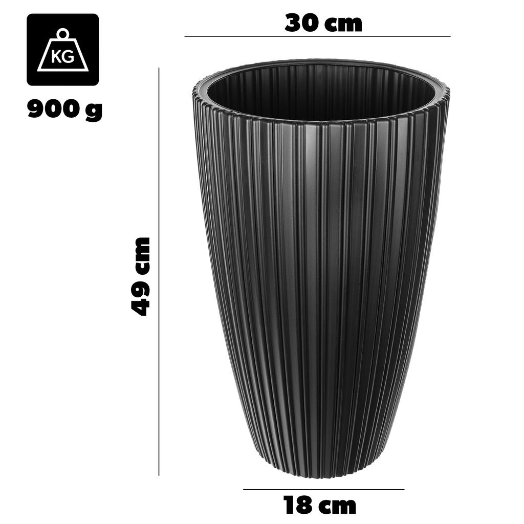 KADAX Blumentopf Pflanztopf Für Blumen 30cm Übertopf Mit Einsatz Blumenständer Kunststoff Schwarz