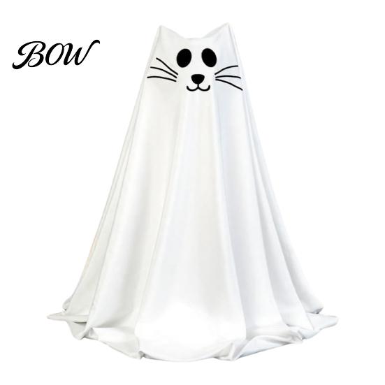 Innovative Ghost Design Halloween Cat Decoration, Adjustable Cute Standing White for Indoor Table, Fireplace, Home Decor Porch Decoration A