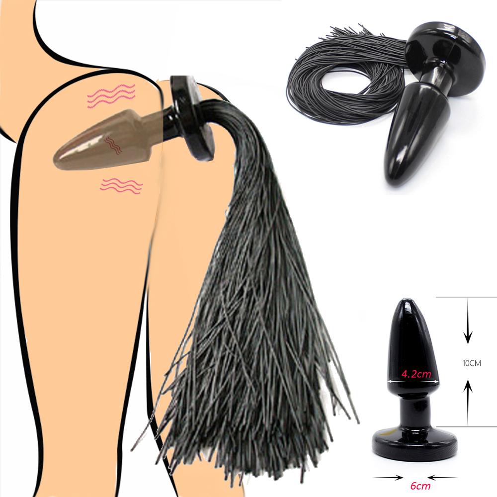 Fetish Animal Cosplay Horse Tail Anal Plug Silicone Pony Tail Butt Plug  Dildo Stimulator Masturbation Sex Toy For Women Men
