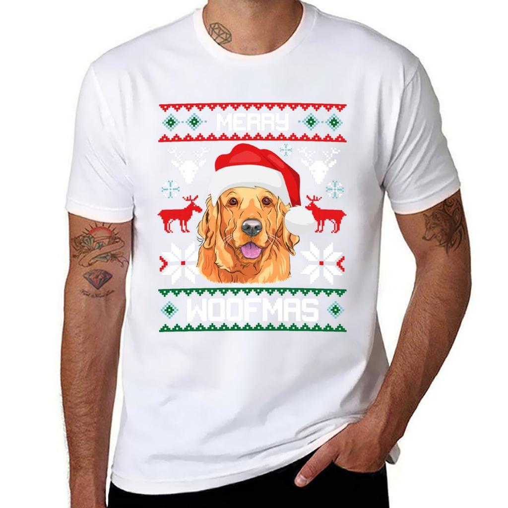 Golden Retriever Merry Woofmas Christmas Goldie Dog Gift TShirt Street Art Print Tee Shirt