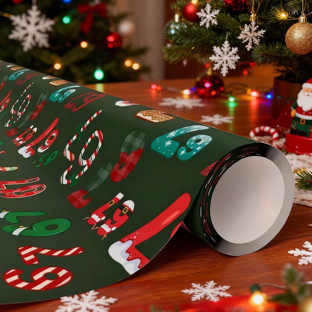 240cm/180cm/90cmx50cm Christmas Wrapping Paper Roll 67 Edition Funny Wrapping Paper Holiday Gift Wrap for Friends and Coworkers