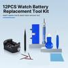 12-Piece Watch Repair Kit: Case Opener, Repair Stand, Fixing Stand, Rear Cover Tool Combination Set.