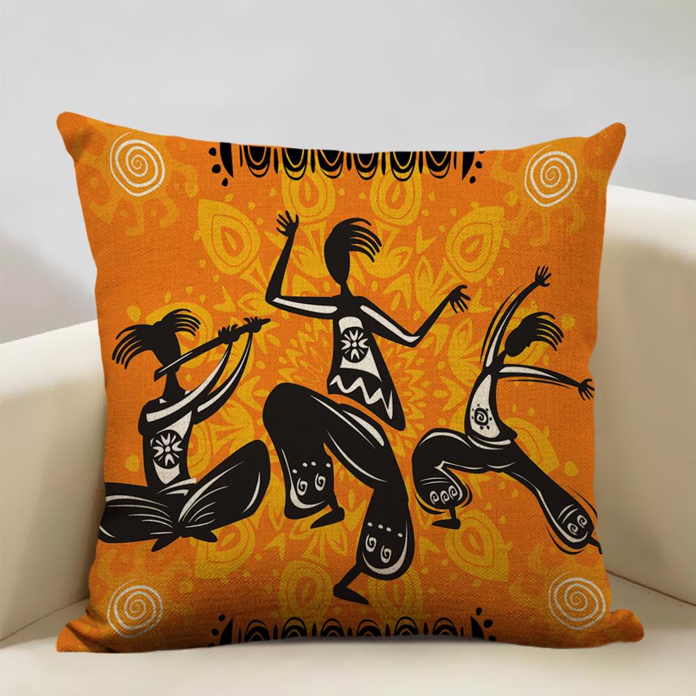 African Oil Painting Cushion Cover Dancing Girl Art Painting Sofa Decorative Pillowcase Home Living Room Pillow Cover 45x45cm