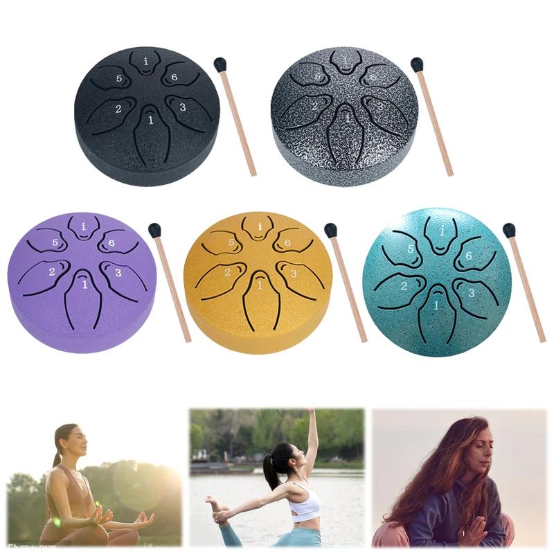 3 Inch Steel Tongue Drum - 6 Tone Handheld Instrument for Meditation & Yoga, Perfect Musical Gift for Beginners