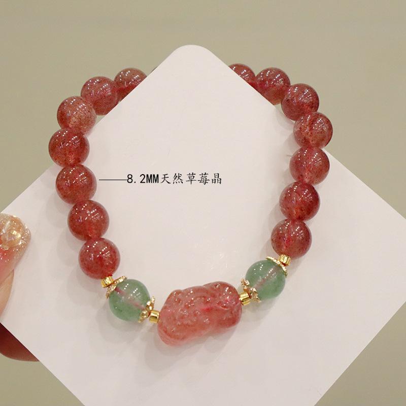 Natural Crystal Strawberry Crystal Bracelet Bangles Women Fashion Jewelry Accessories Gift