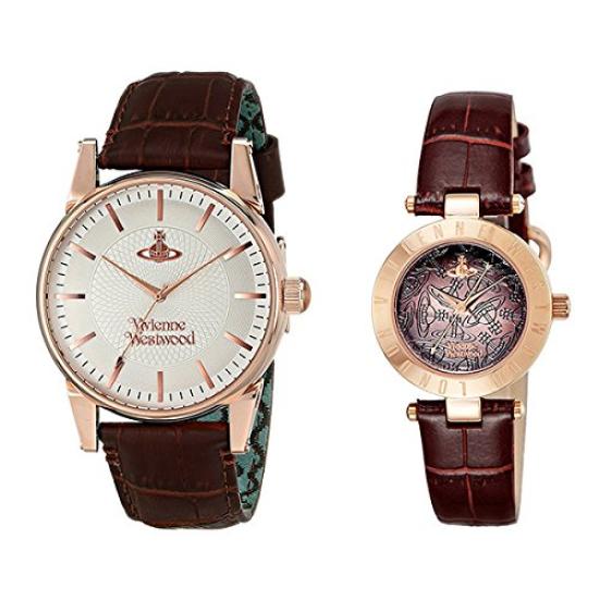 

Vivienne Westwood and Pair Watches in Dark Brown Leather Men s Women s (VV065RSBRVV092BRBR) [Used]