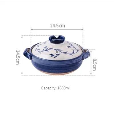 

Ceramic Casserole Japanese Clay Soup Pot Hand Painted Arabesque Cookware Stew Pot Kitchen Home Small Saucepan Cooking Supplies