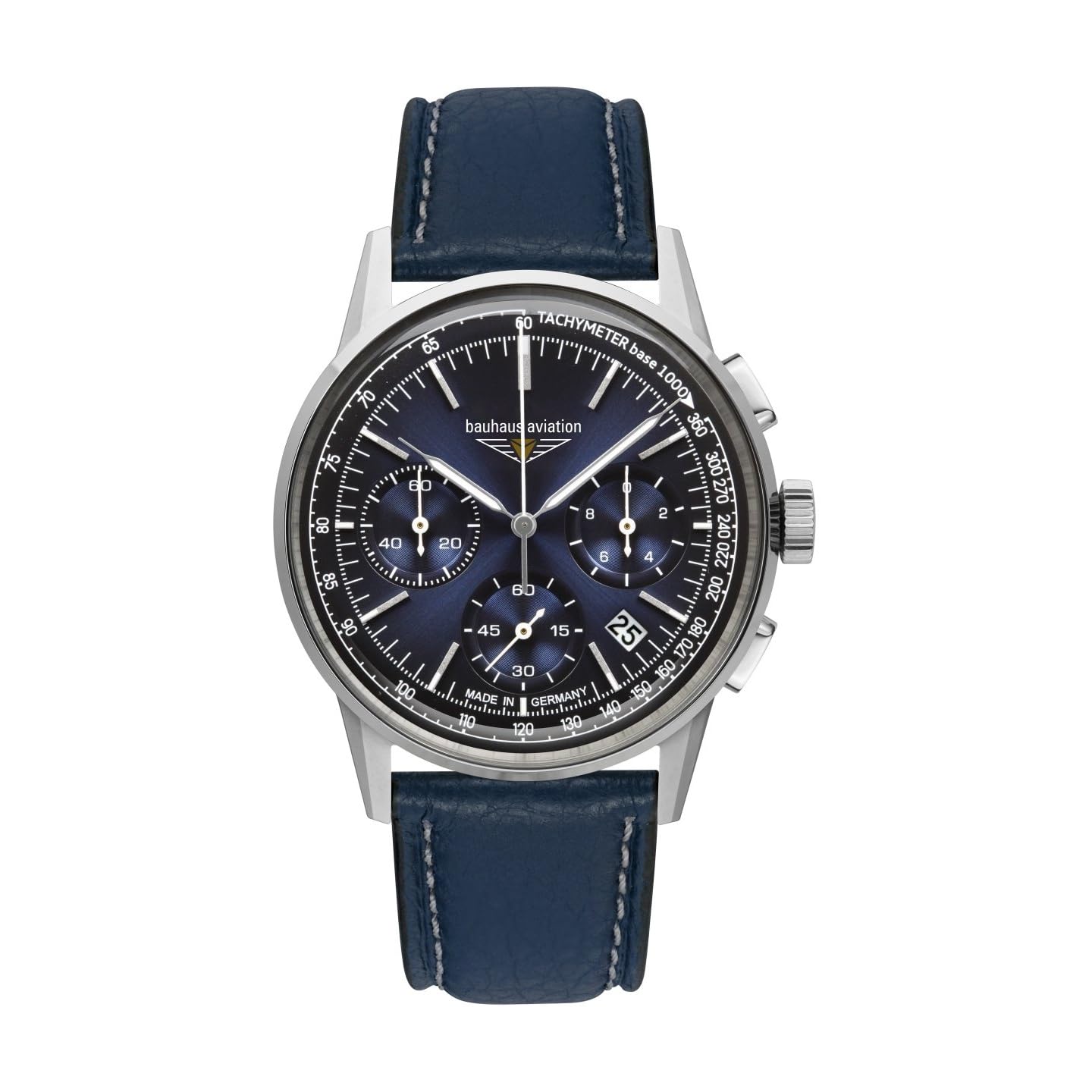 

BAUHAUS Watch Chronograph Date Quartz Official Limited Distribution Aviation G38 Pilot s Wristwatch, Import, (Blue Dial/Business/Waterproof/Men s) синій