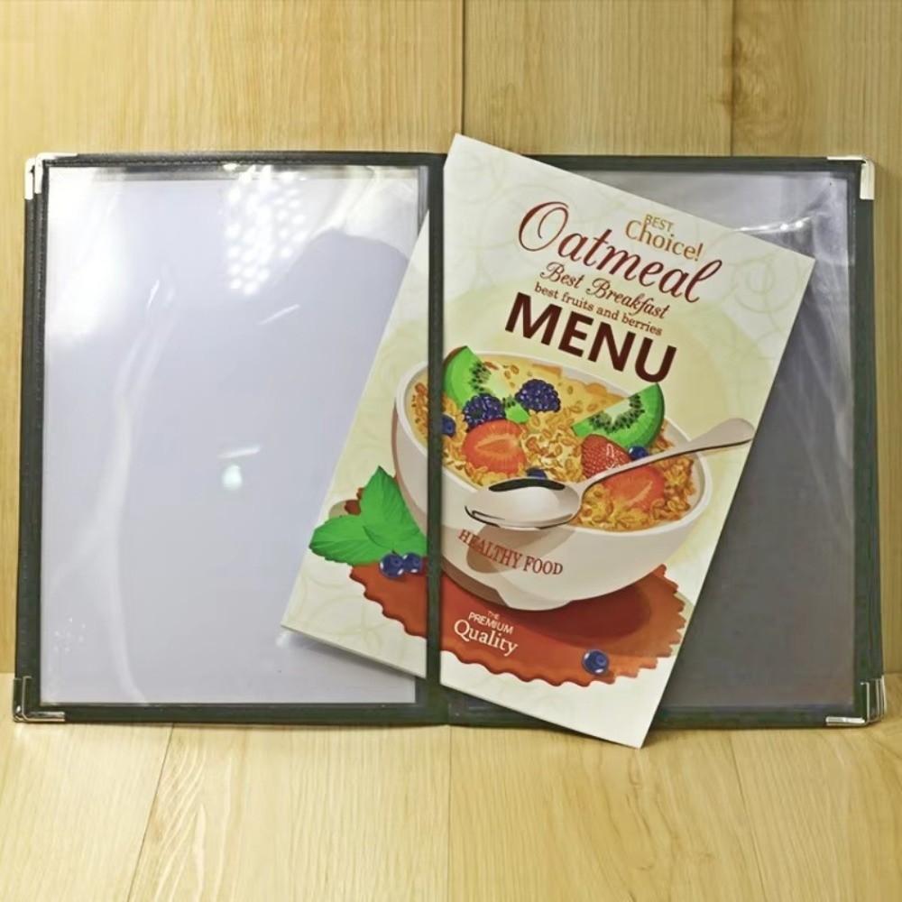 Foldable PVC Transparent Menu Cover Metal Corners Menus Price Display Book Bar Cafe