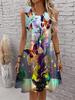 Casual Women Tank Dress Summer Sleeveless O-Neck 3D Print Loose A-Line Dress Beach Vest Dress