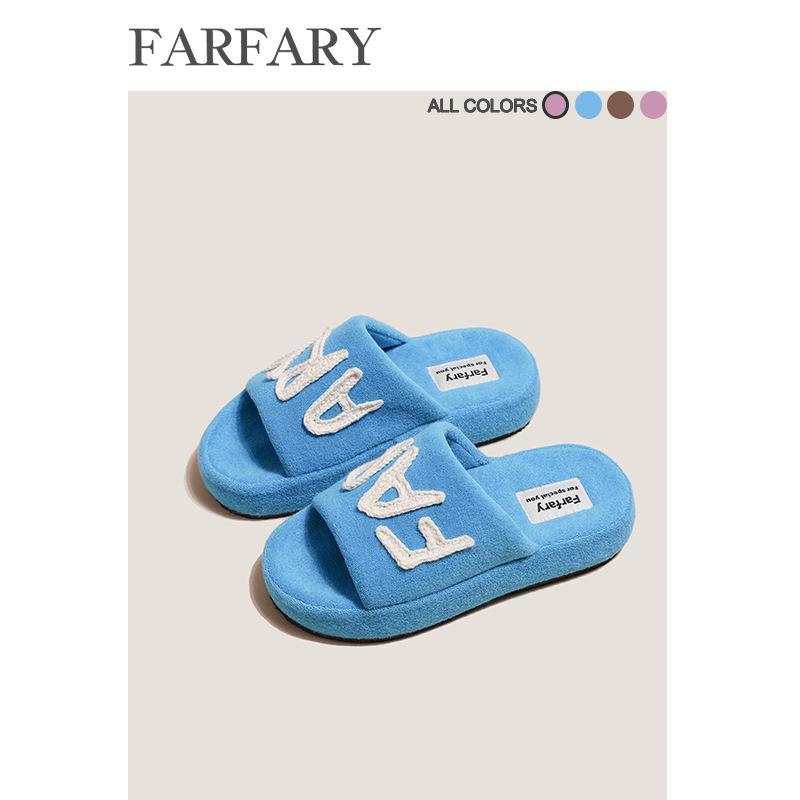 

Personality Color Block Thick Sole Women s Non-Slip Slippers - 2025 Autumn Silent Indoor Home Footwear 38/39 синий/кремовый