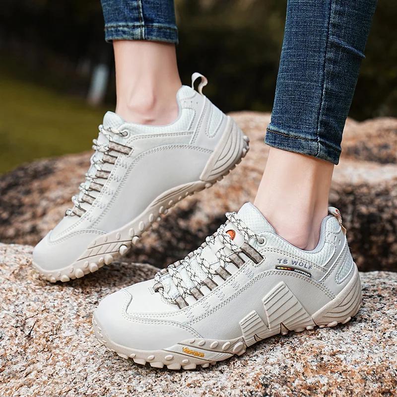 Autumn Winter High Quality Women's Hiking Shoes Rock Climbing Genuine Leather Waterproof Outdoor Sports Trekking Sneakers Woman