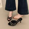 Summer Women's Fashion Rivet Slippers Open Toe Slip-On Dress Slides Casual Party Street Style Shoes