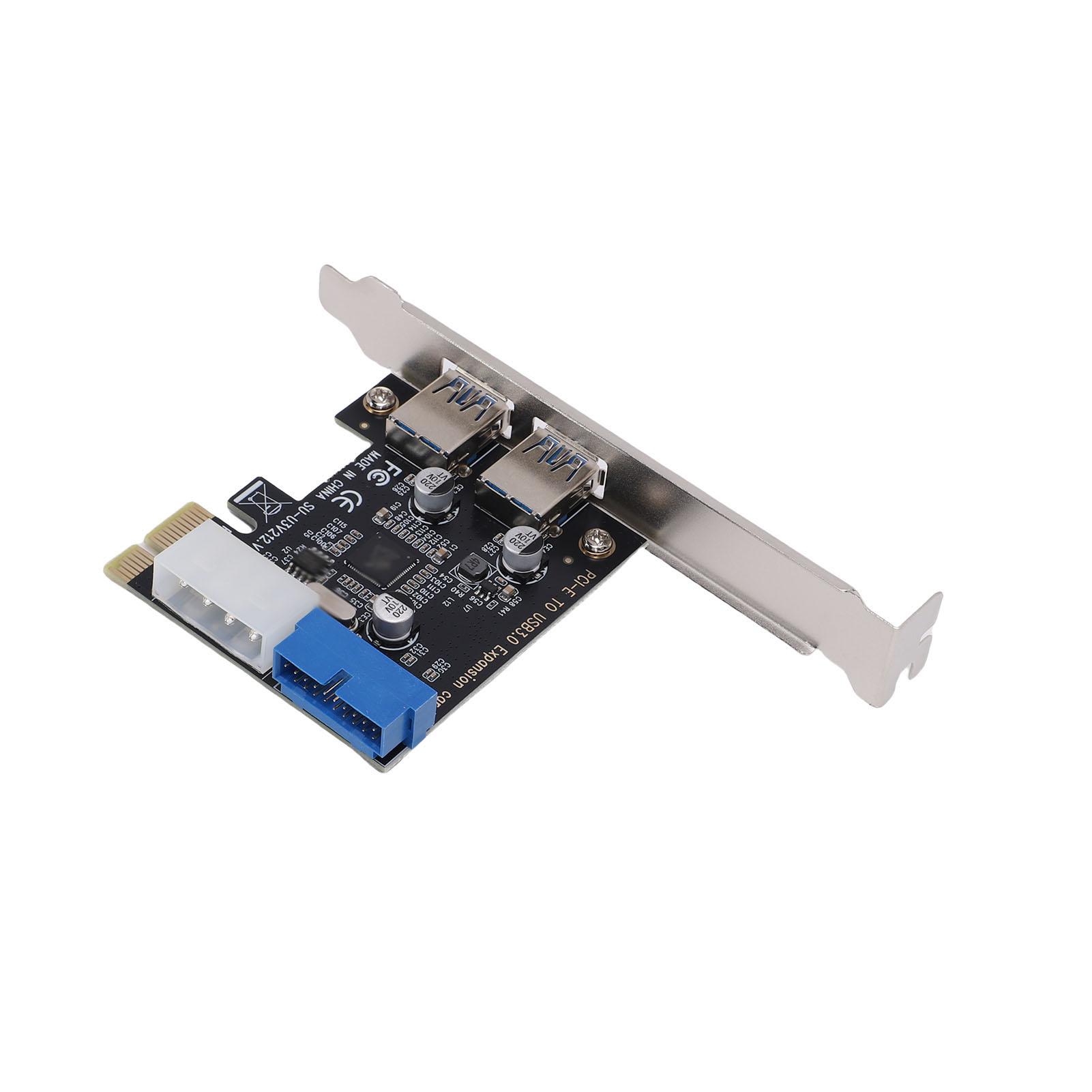 

PCIE to USB 3.0 Expansion Card 5 Gbps 2 Ports with Front USB3.0 19pin Connector 4pin Power Interface for Desktop PC