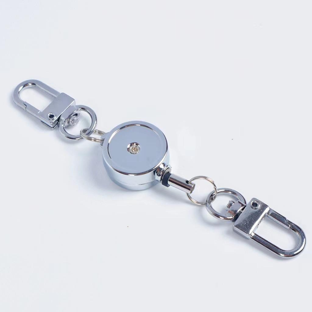 Retractable Badge Key Holder Badge Reel Anti-theft Metal Easy-to-pull Buckle Rope Elastic Keychain Key Ring Accessories