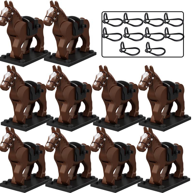 Military Building Blocks Solider Knights Figures Gifts Equipments Accessories Mount Medieval Ancient Warhorse Saddle Horse Rope