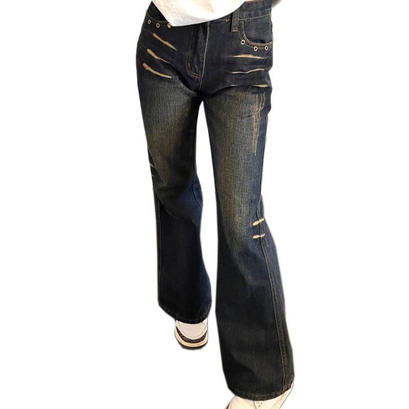 Retro Micro Flare Jeans Women High Waisted Thin Petite Fashionable Comfortable Versatile Loose Wide-legged Trousers Jeans for Women Long Denim Pants