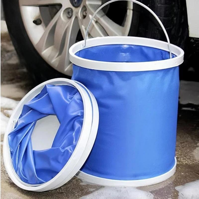1pc Professional Car Wash Bucket 9L Foldable, with Grit Guard, Oxford Cloth for Safe Paint Cleaning, Portable & Durable