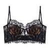French Eyelash Lace U-Shaped Backless Bra - Anti-Sagging, Cotton Lingerie for Large Breasts