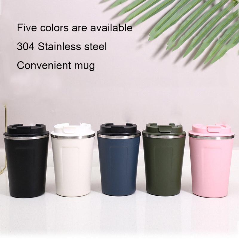 New Simple and Creative Stainless Steel Thermal Insulation Coffee Cup Fashionable Solid Color Mug Student Portable Water Cup