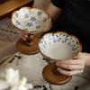 High-Value Fruit Plate Wooden High-Footed Fruit Plate Ceramic Pastry Plate Snack Tray Entrance Ornament Export