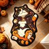 Halloween Carpet Halloween Wizard Orange Cat Irregular Bath Mat Non Slip Water Absorbent Bedroom Entrance Holiday Home Decor Rug