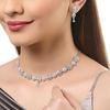 Rhodium Plated Silver Toned White American Diamond Studded Necklace With Earring Jewellery Set For Woment and Girl