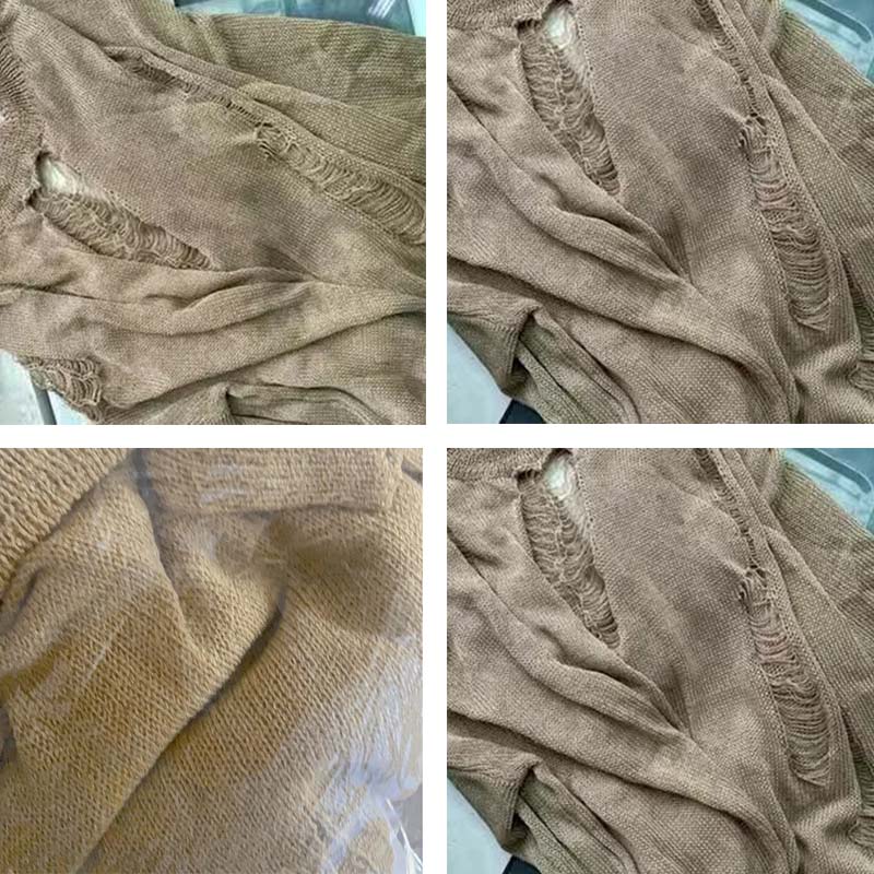 Y2K Schwarz Eis Seide Hohl Dünnen Pullover Damen Langarm Sonnenschutz Top Neue Sexy Lose Kintwear Ripped Bluse Punk stil Pullover