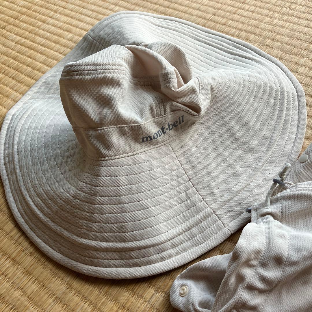 Used mont-bell outdoor hat white with sunshade