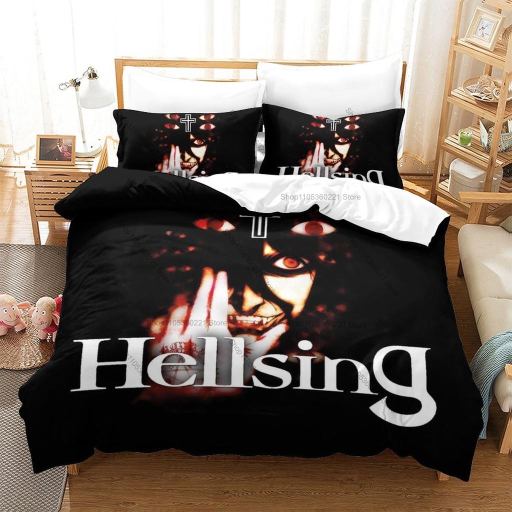 Kpop Hellsing Alucard Bedding Set 3 Piece Duvet Cover Set Gothic Vampire Bedroom Decor All Sizes For Kpop Fans