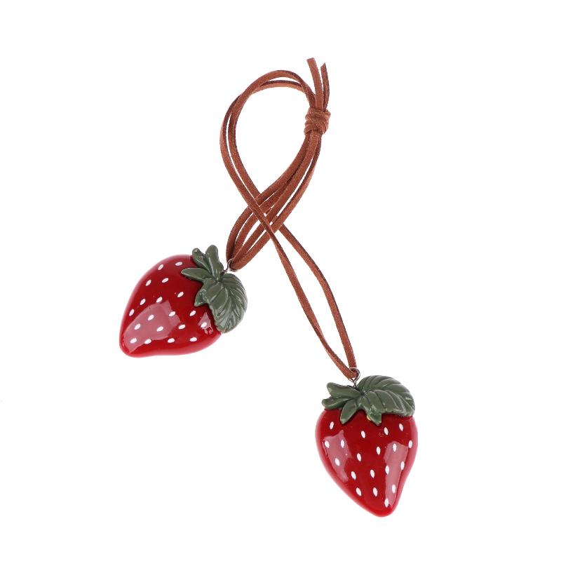 Cute Strawberry Bag Pendant Braided Strawberry Ornaments Creative Keychain Strawberry Car Hanging