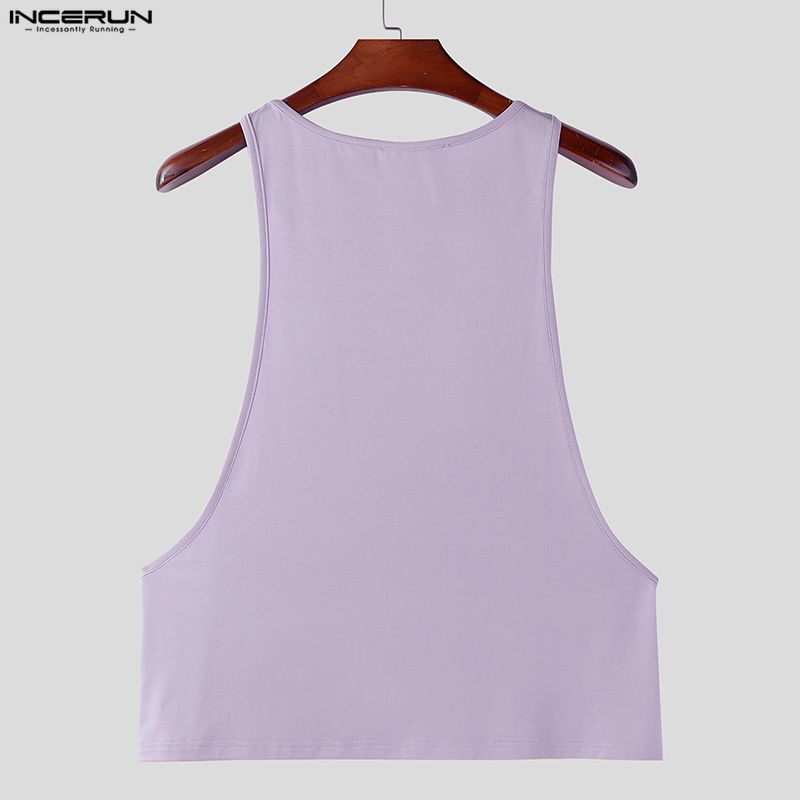 INCERUN Summer Men V Neck Casual Sleeveless Strap Loose Tank Tops