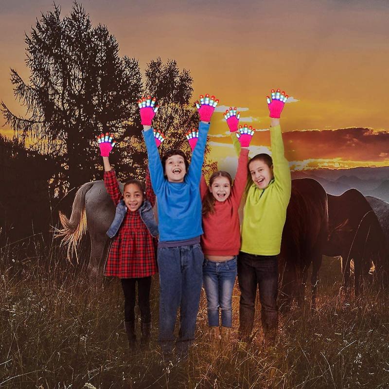 Light Up Gloves Led Gloves Rave Cool Toys Gifts For Kids Teens Boys Girls Christmas Stocking Stuffers Party Favors (ages 10-16, Pink)