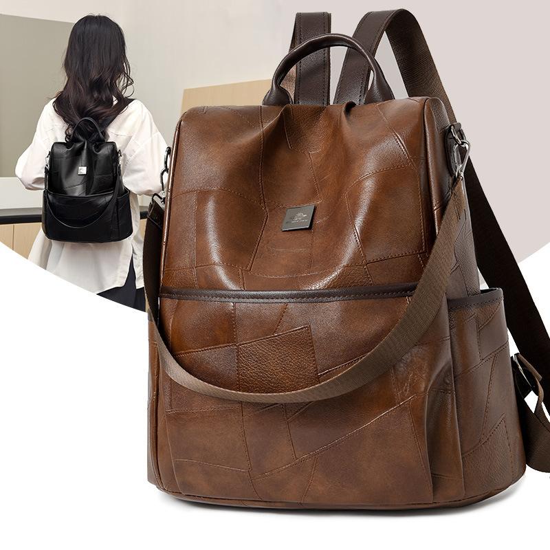 Schoolbag Manufacturers Deal with Women's Trendy Fashion Large-capacity Soft Leather Backpack Girls Lightweight Travel Computer Bag