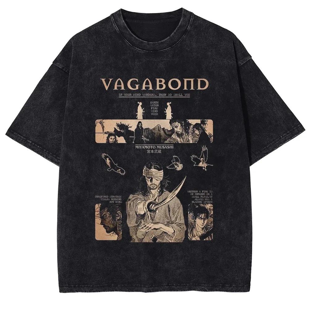 Miyamoto Musashi Samurai "Control Your Anger" Quote Vintage Acid Washed Double Sided Oversized Streetwear Japanese Samurai Graphic T-Shirt Top