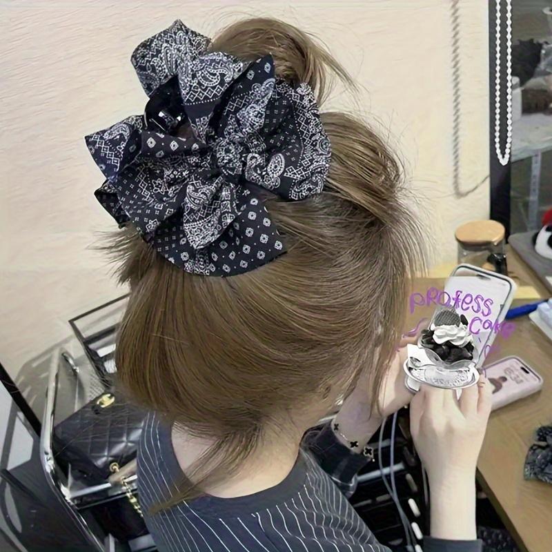 

Single Vintage Bohemian Paisley Print Bow Hair Clip with Tassels - Black & White Fabric Hair Accessories for Women & s, Perfect for Vacation 1pc