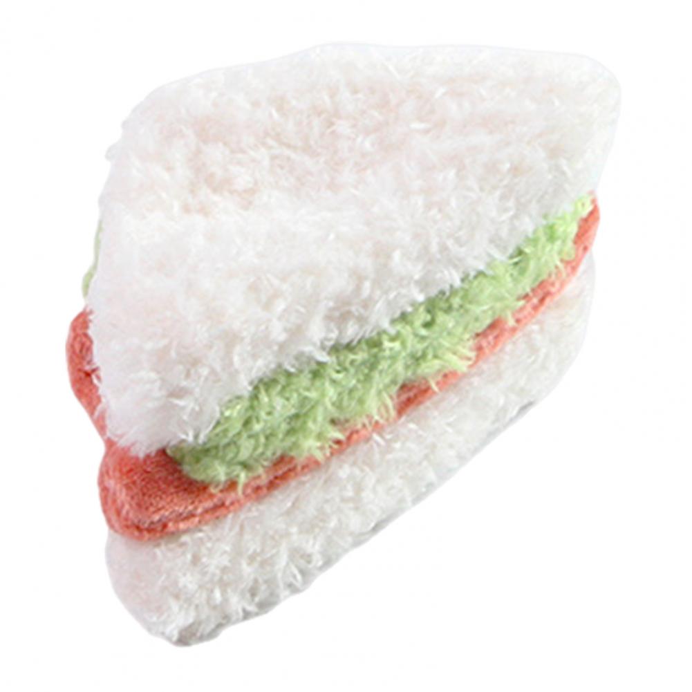 Bite-resistant Cat Toy Plush Cat Toy Realistic Plush Food Cat Toy Set Burger Hotdog Cake Chew Toys for Indoor Cats Squeaky Bone
