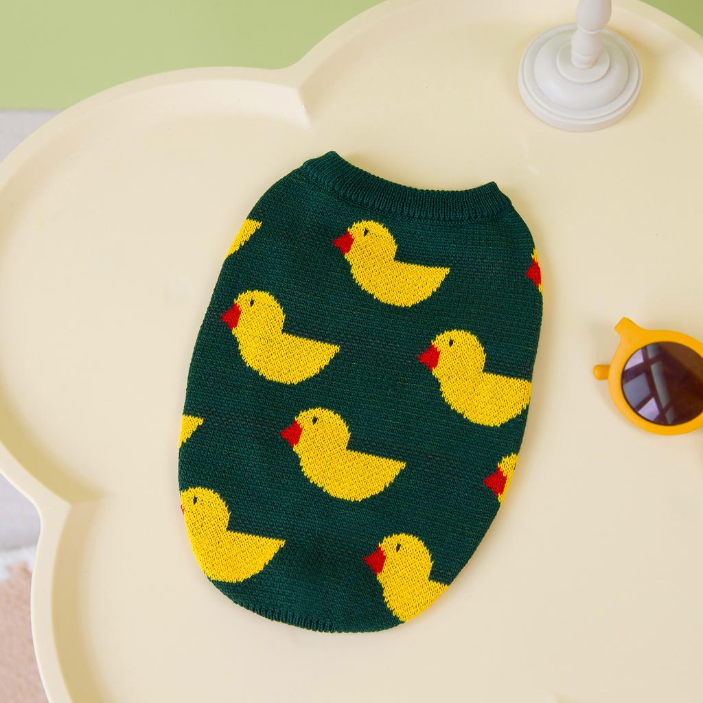 New Autumn and Winter Pet Clothes Cartoon Duck Pattern Cat Sweater Knitted Sweater Pullover Pet Sweater