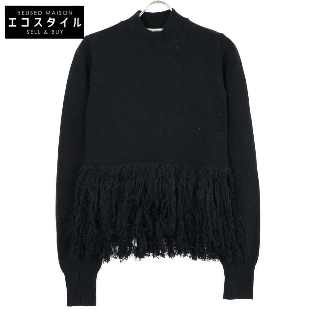 CINOH [Good Condition] 23WKN505 Cotton Fringe Knit Sweater/ tops F blackUsed