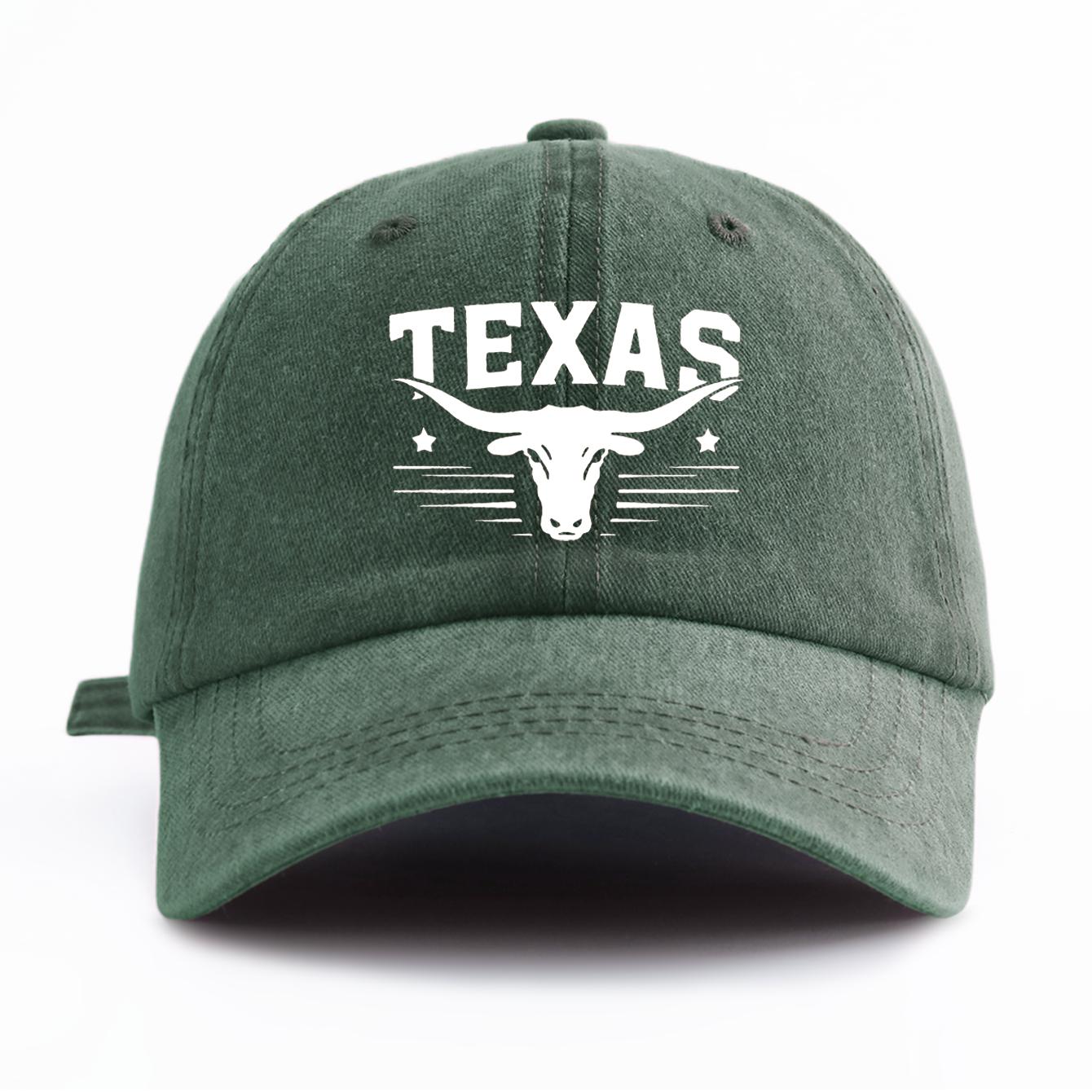 

1 Pc TEXAS Print Washed Baseball Cap, Classic Casual Stylish, Perfect Gift For Families And Friends армія зелений колір