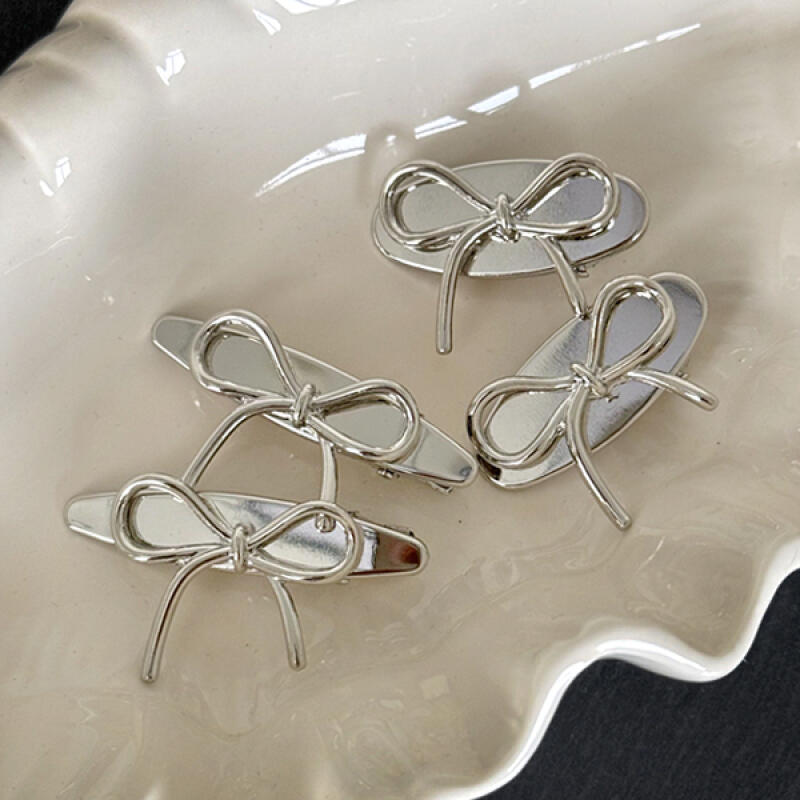 [Set of 2] Oiki Mini Silver Ribbon Point Pin Hairpin Option 1