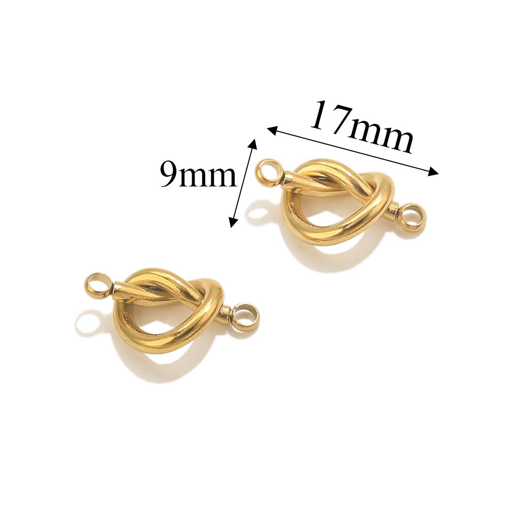 5 szt. Zawieszki ze stali nierdzewnej z podwójnym otworem do łączenia do bransoletek, naszyjników, tworzenia biżuterii DIY, zawieszki z łącznikiem w kształcie serca, kokardy, złote zawieszki
