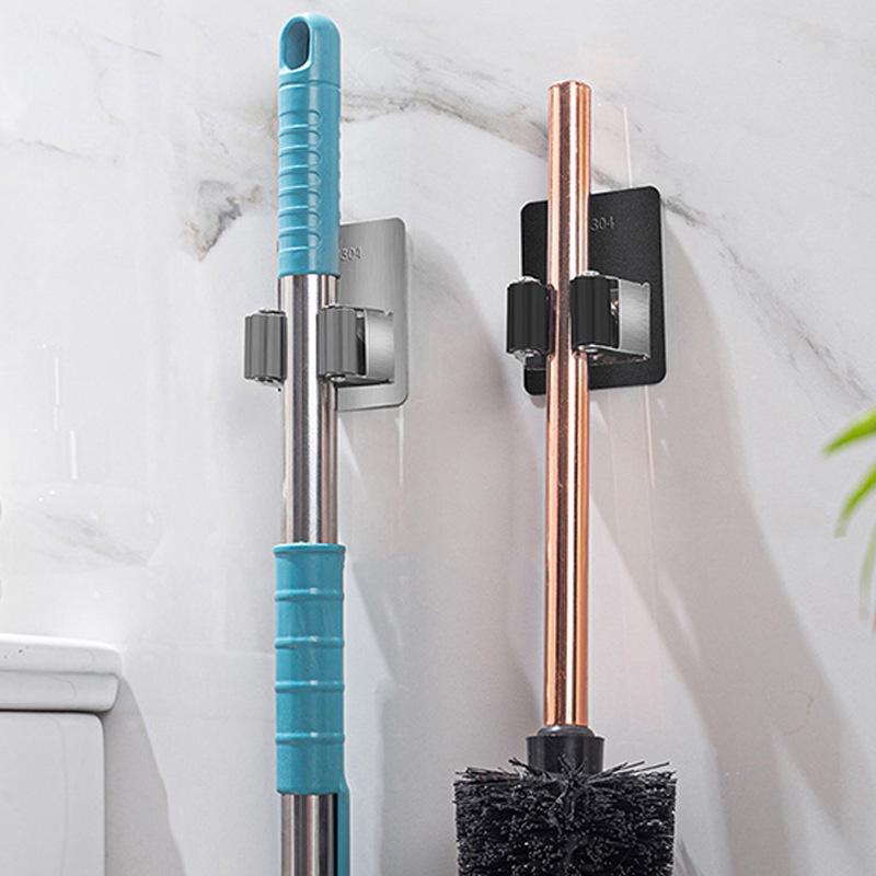 Stainless Steel No-Drill Multi-Function Wall-Mounted Mop and Broom Rack