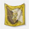 Twill Silk Scarf Woman Double Horse Print Square Scarves Wraps Bandana Small Hijab Foulards Lady Tie Headband Neckerchief 53CM